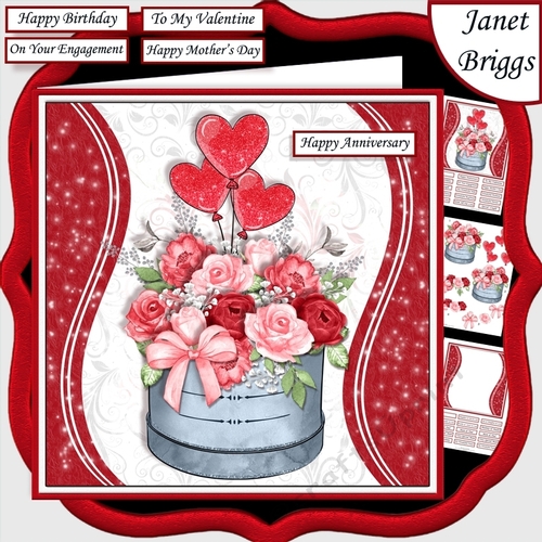 ROMANTIC BOUQUET 7.5 Decoupage & Insert Various Occasions