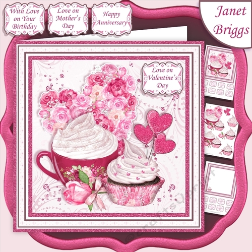 CUPCAKE AND ROSES 7.5 Decoupage & Insert Kit