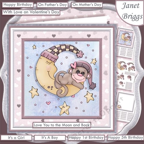 LOVE YOU TO THE MOON & BACK Monkey 7.5 Decoupage & Insert Kit All Occasions