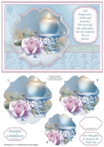 SYMPATHY CANDLE & VERSE A5 Card Topper & Pyramage 