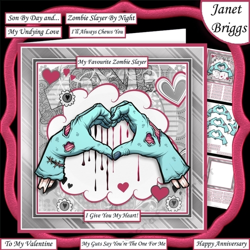 ZOMBIE LOVE Humorous 7.5 Decoupage & Insert Mini Kit All Occasions