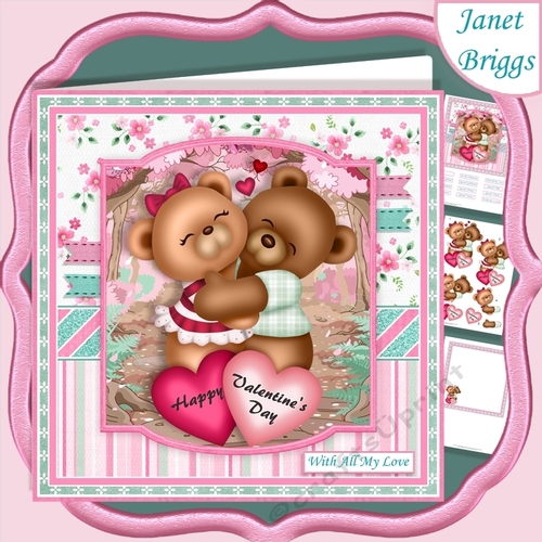 SNUGGLE BEARS 7.5 Valentines Day Decoupage & Insert Mini Kit