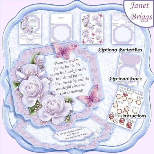 WEDDING DAY VERSE & ROSES 7.7 Large Easel Card & Decoupage