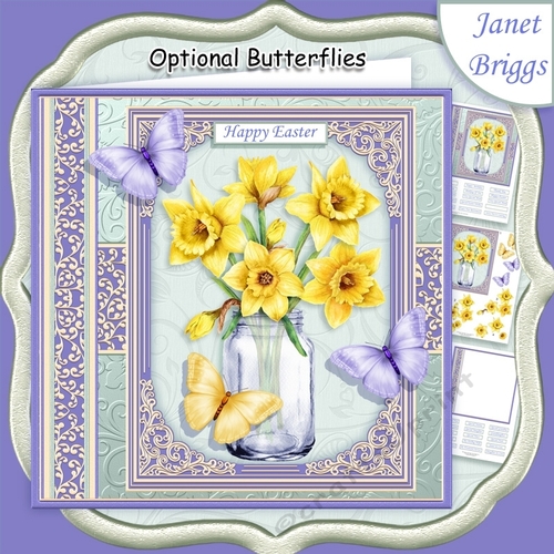 JAR OF DAFFODILS 7.5 Decoupage & Insert Kit All Occasions