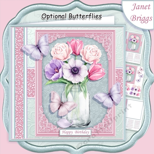 JAR OF SPRING BOUQUET 7.5 Decoupage & Insert Kit All Occasions