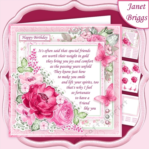 A FRIEND LIKE YOU Verse & Florals 7.5 Decoupage & Insert Mini Kit