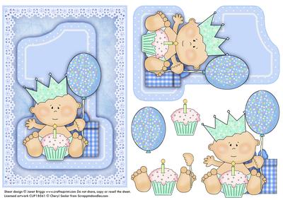 1st Birthday Boy Topper and Decoupage