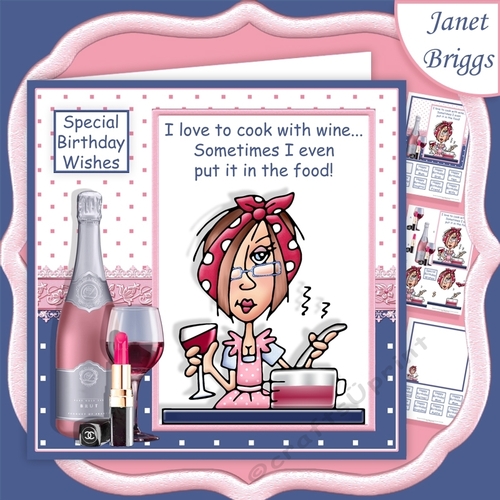 COOK WITH WINE 7.5 Decoupage & Insert Humorous Kit