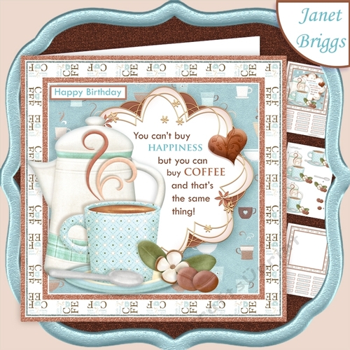 YOU CAN BUY COFFEE Humorous 7.5 Decoupage & Insert Kit