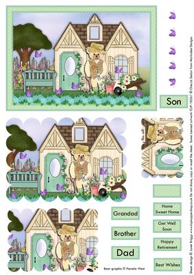 Mr Gardening Bear Topper Scalloped Pyramid