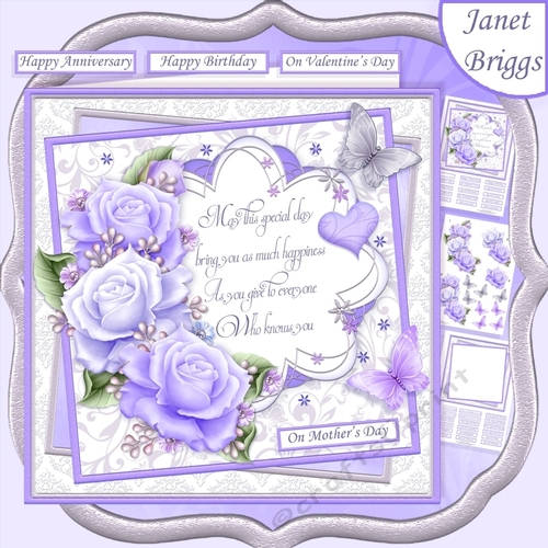 LAVENDER ROSES & VERSE 7.5 Decoupage & Insert Kit
