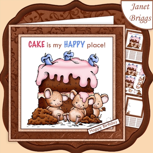 CAKE MAKES HAPPY MICE 7.5 Decoupage & Insert Mini Kit