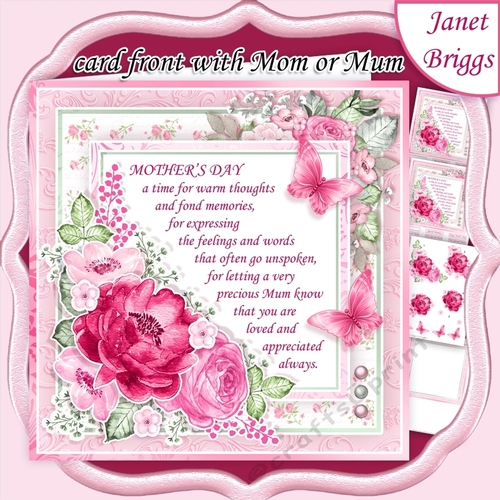 MOTHERS DAY VERSE Pink Floral 7.5 Decoupage & Insert Mini Kit