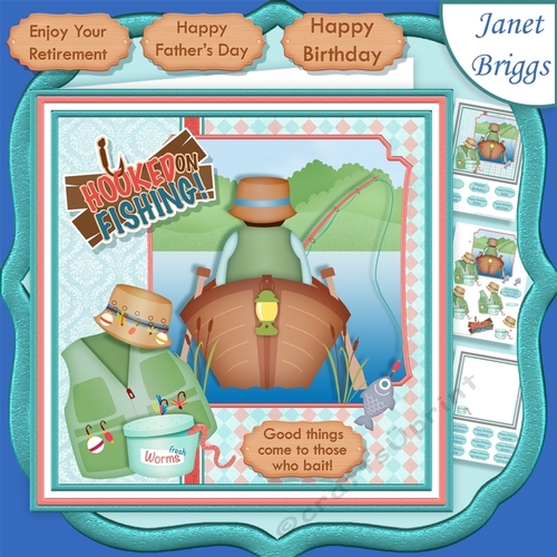 HOOKED ON FISHING 7.5 Decoupage & Insert Kit