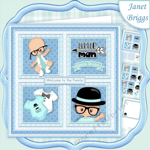 BABY BOY LITTLE MAN SQUARES  7.5 Quick Square Layers Card Kit