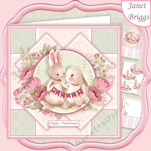 BUNNY BUNTING 7.5 Decoupage & Insert Kit All Occasions