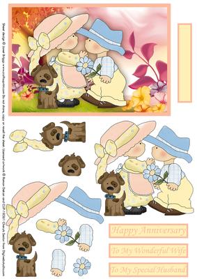 Anniversary Country Kids Topper and Decoupage