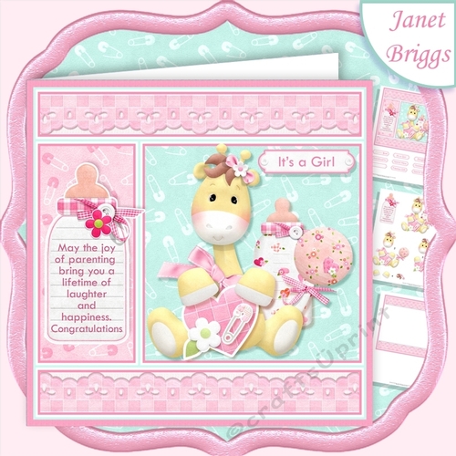 NEW BABY GIRL GIRAFFE 7.5 Decoupage & Insert Mini Kit