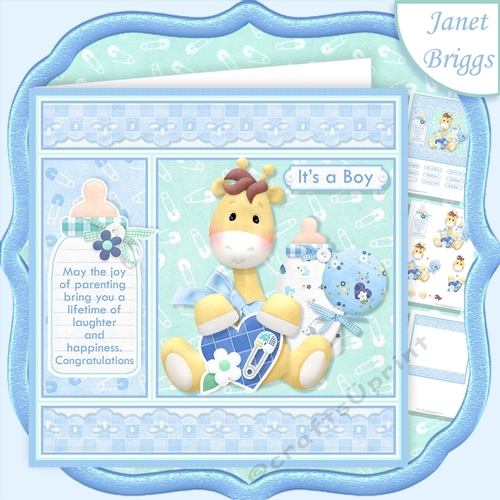 NEW BABY BOY GIRAFFE 7.5 Decoupage & Insert Mini Kit