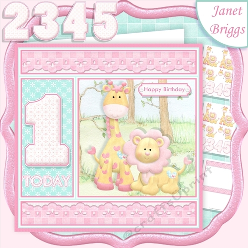 BIRTHDAY AGES 1 TO 5 Lion & Giraffe Decoupage & Insert Kit