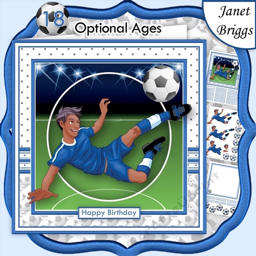 FOOTBALL STRIKER ETHNIC 7.5 BLUE Soccer Decoupage Ages & Insert 