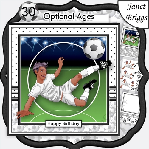 FOOTBALL STRIKER ETHNIC 7.5 WHITE KIT Soccer Decoupage Ages & Insert 