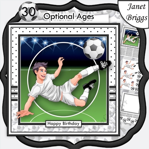 FOOTBALL STRIKER 7.5 WHITE KIT Soccer Decoupage Ages & Insert 