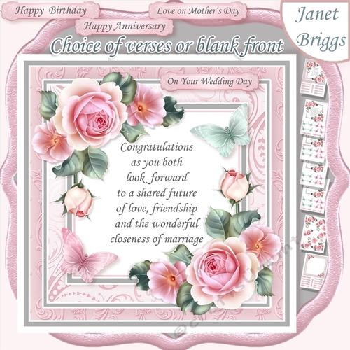 CHOICE OF VERSES & ROSES All Occasions 7.5 Decoupage & Insert Kit