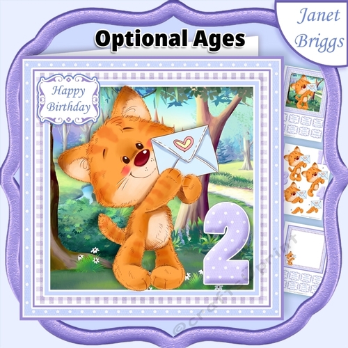 BABY TIGER & LETTER 7.5 Decoupage Insert & Ages Kit
