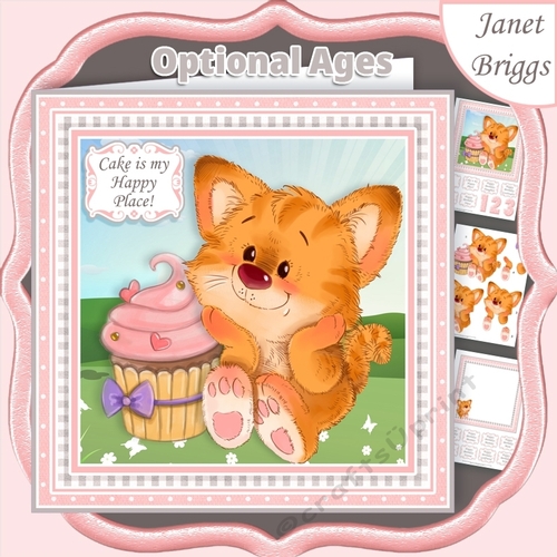 BABY TIGER & CUPCAKE 7.5 Decoupage Insert & Ages Kit