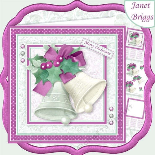 CHRISTMAS HOLLY BELLS PLUM 7.5 Decoupage & Insert Mini Kit