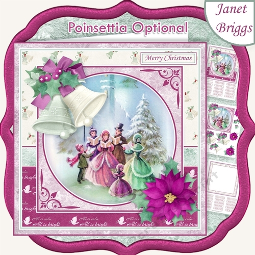 CHRISTMAS BELLS & CAROL SINGERS 7.5 Decoupage & Insert Kit