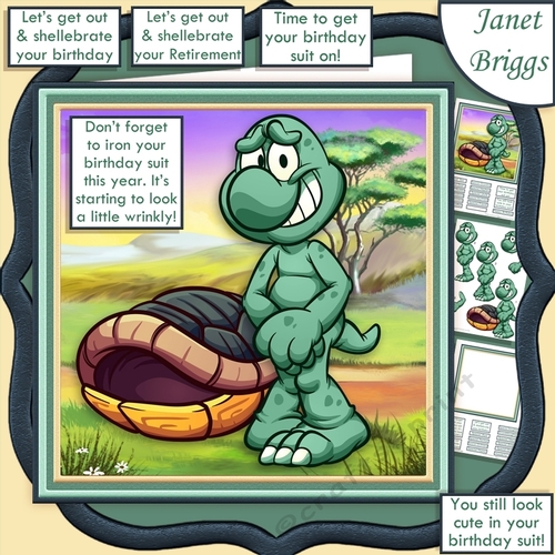 BIRTHDAY SUIT Humorous 7.5 Decoupage & Insert Mini Kit