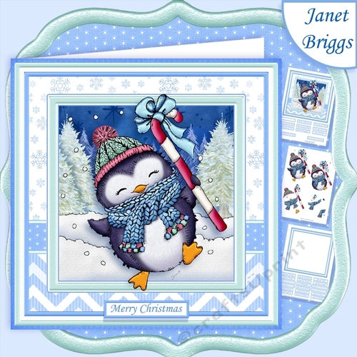 CANDY CANE PENGUIN 7.5 Decoupage & Insert Mini Kit