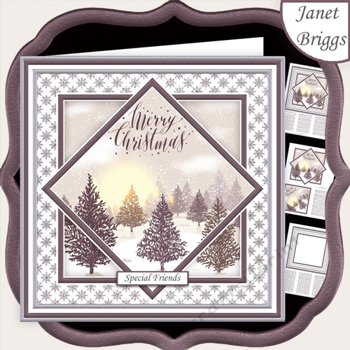 CHRISTMAS MONOTONE WINTER FOREST 7.5 Quick Layer Card & Insert