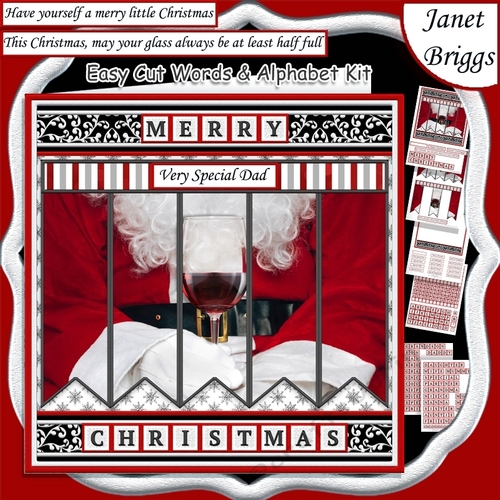 SANTA & WINE Christmas Easy Cut Family Word Strips & Alphabet Word Kit