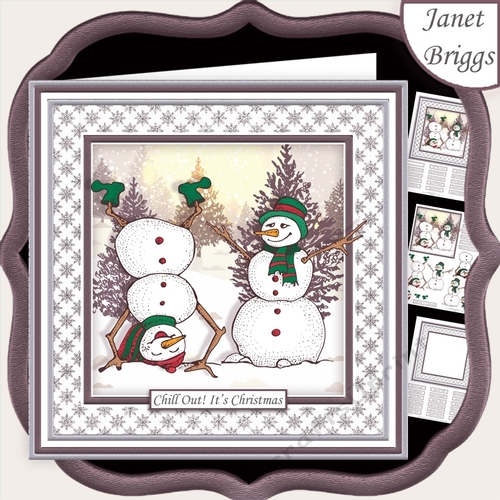 TOPSY TURVY SNOWMAN Christmas 7.5 Decoupage & Insert Mini Kit