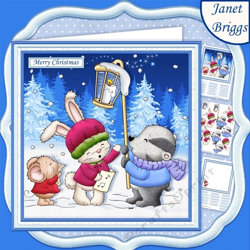 CHRISTMAS CAROLLING CRITTERS 7.5 Decoupage & Insert Mini Kit