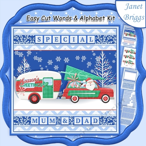 SANTA CARAVAN Christmas Easy Cut Word Strips & Alphabet Kit