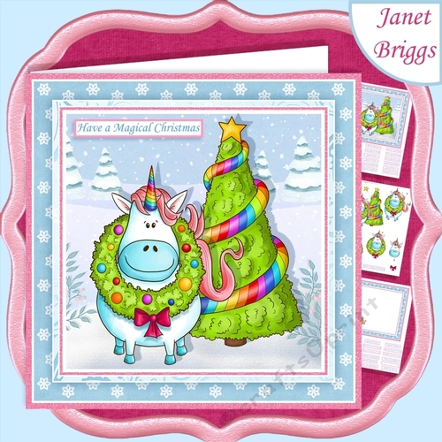 MAGICAL CHRISTMAS UNICORN 7.5 Decoupage & Insert Mini Kit