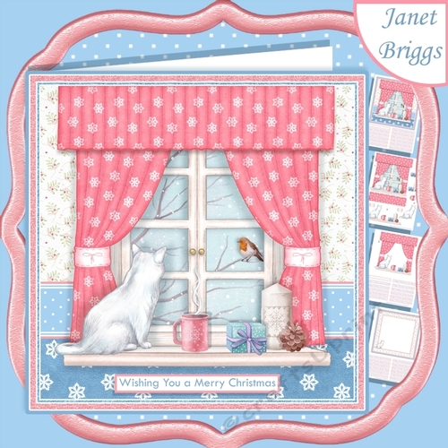 CHRISTMAS CATS VIEW THROUGH A WINDOW 7.5 Decoupage Kit