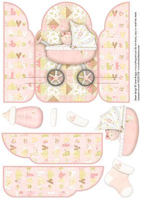 Gate Fold Pop Up New Baby Girl