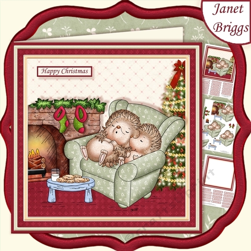 HEDGEHOGS WAITING FOR SANTA CHRISTMAS 7.5 Decoupage & Insert Mini Kit