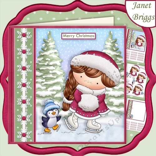 SKATING IZZY Christmas 7.5 Decoupage & Insert Mini Kit