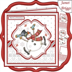 DANCING SNOWMAN 7.5 Christmas Decoupage & Insert Kit