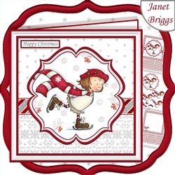 WINTER SKATING 7.5 Christmas Decoupage & Insert Kit