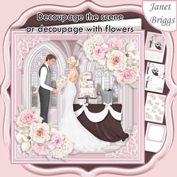 WEDDING TO HAVE & TO HOLD PINK 7.5 Decoupage Card & Insert