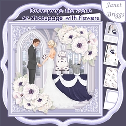 WEDDING TO HAVE & TO HOLD Lavender 7.5 Decoupage Card & Insert