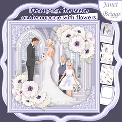 WEDDING BRIDE GROOM BRIDESMAID PAGE BOY Lavender 7.5 Decoupage Card & Insert