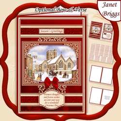 A5 RED & GOLD CHRISTMAS CHURCH Quick Layer Card Kit